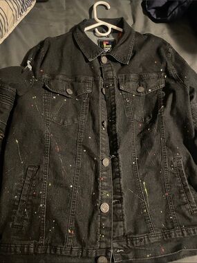 Black Paint-Splatter Denim Jacket - Men